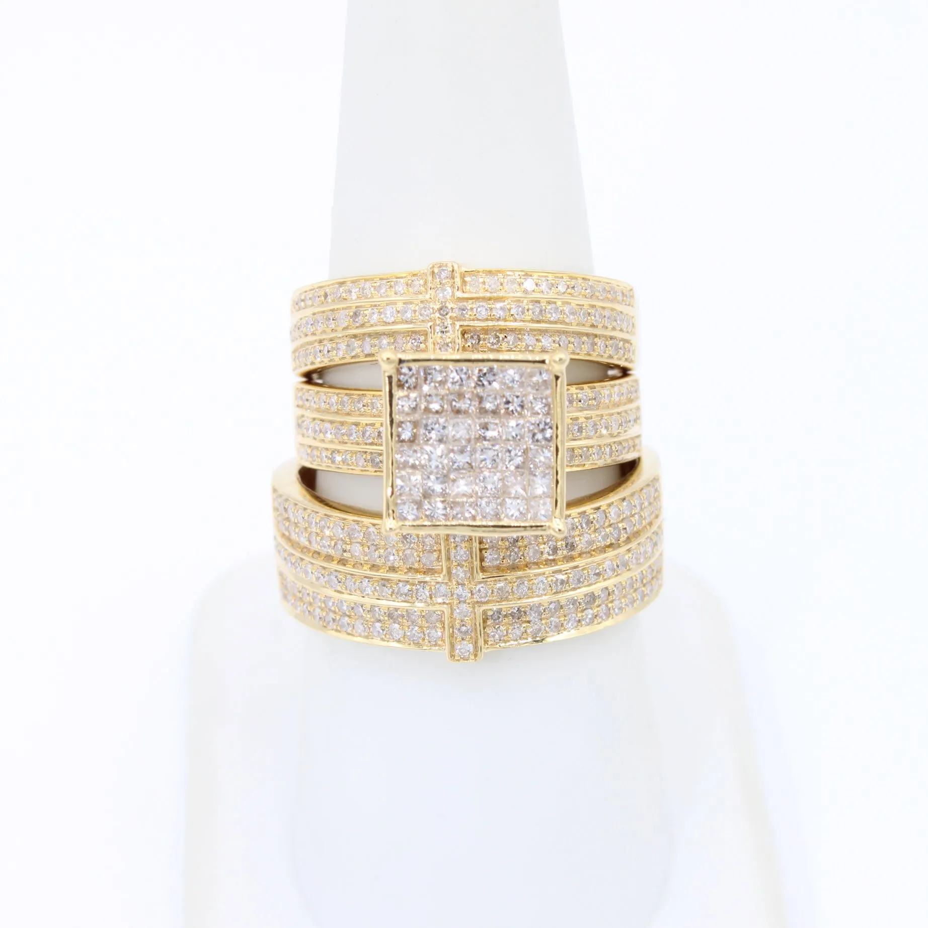 14k Square Trio Set Diamond 💎 Ring Yellow JTJ™