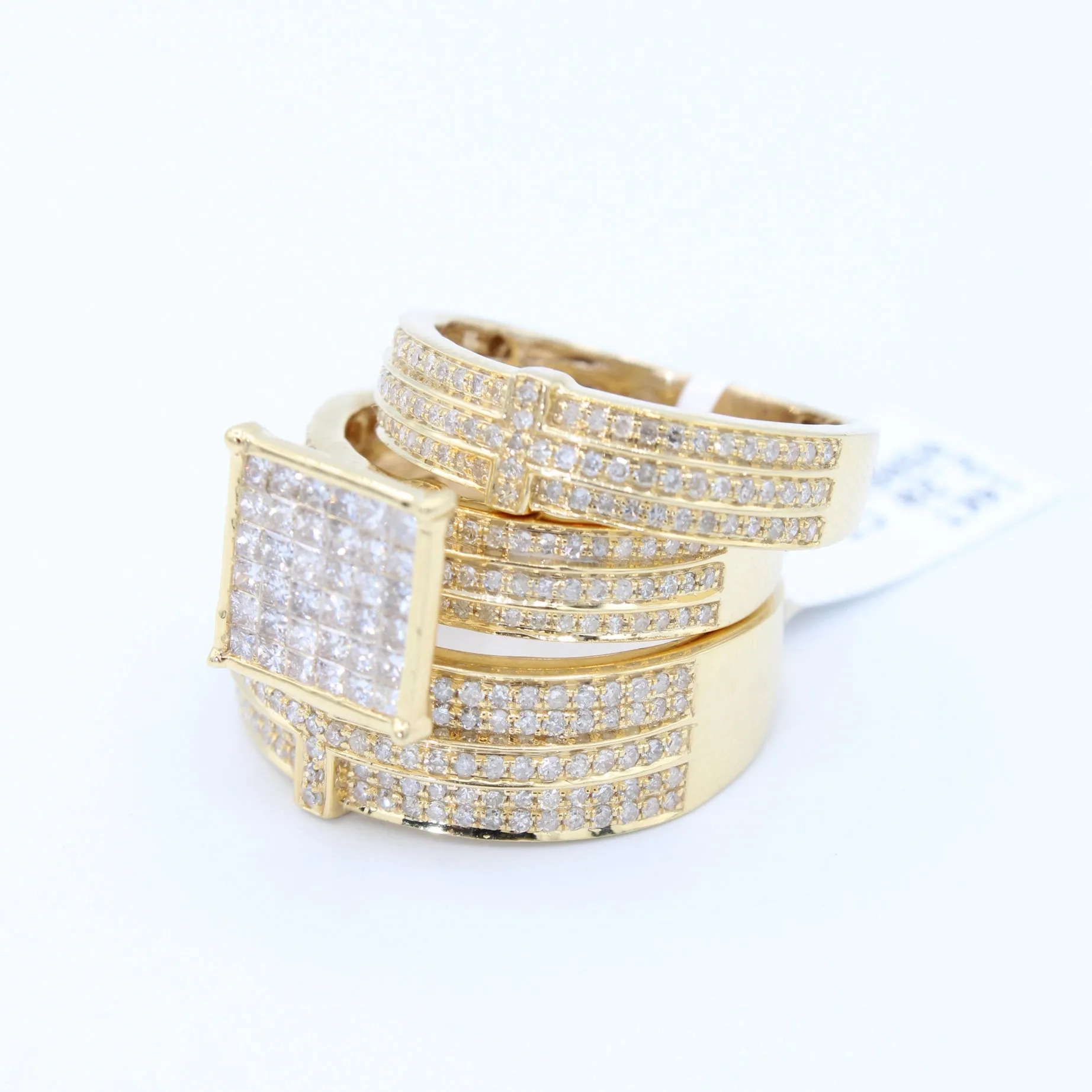14k Square Trio Set Diamond 💎 Ring Yellow JTJ™