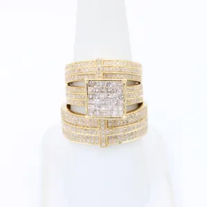 14k Square Trio Set Diamond 💎 Ring Yellow JTJ™
