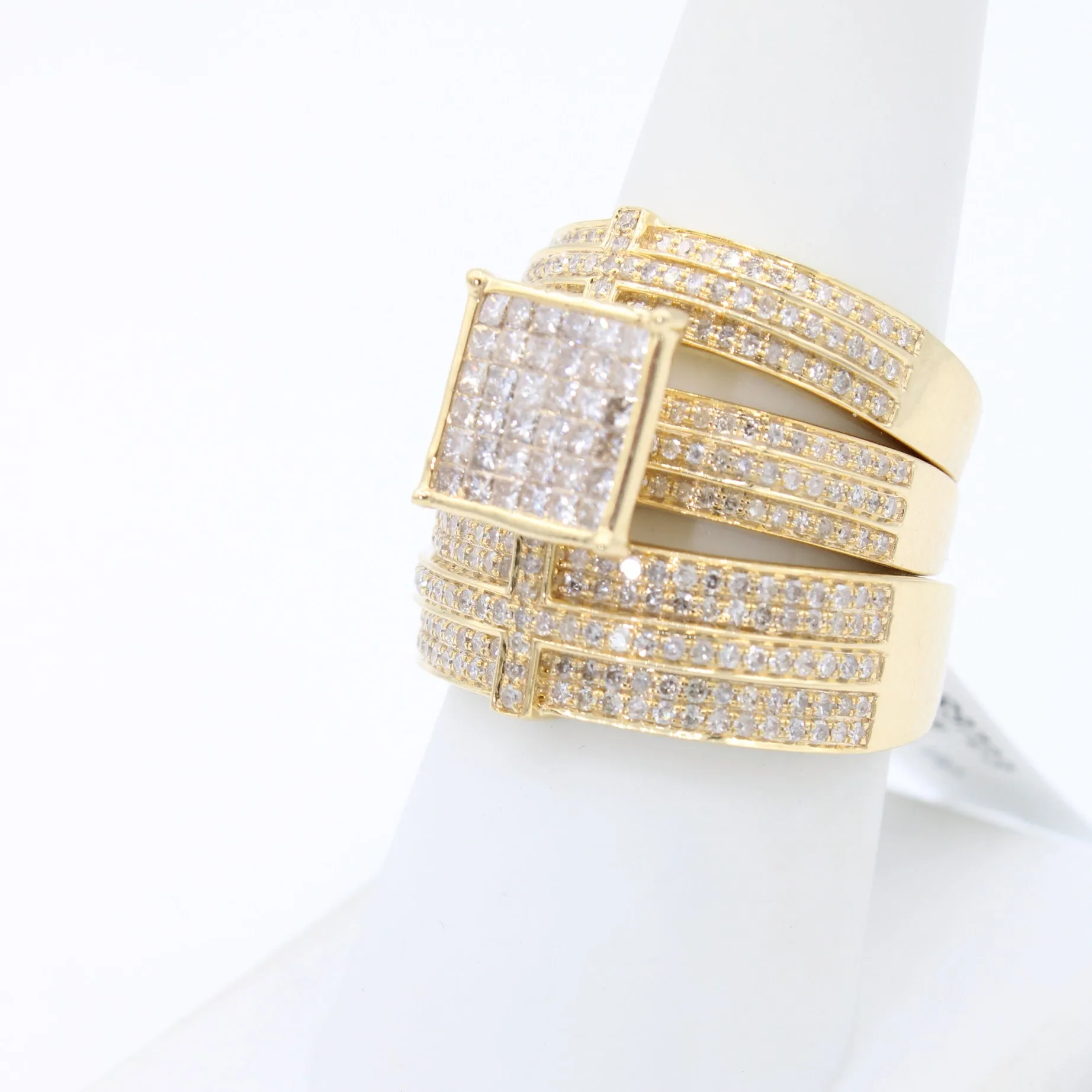 14k Square Trio Set Diamond 💎 Ring Yellow JTJ™
