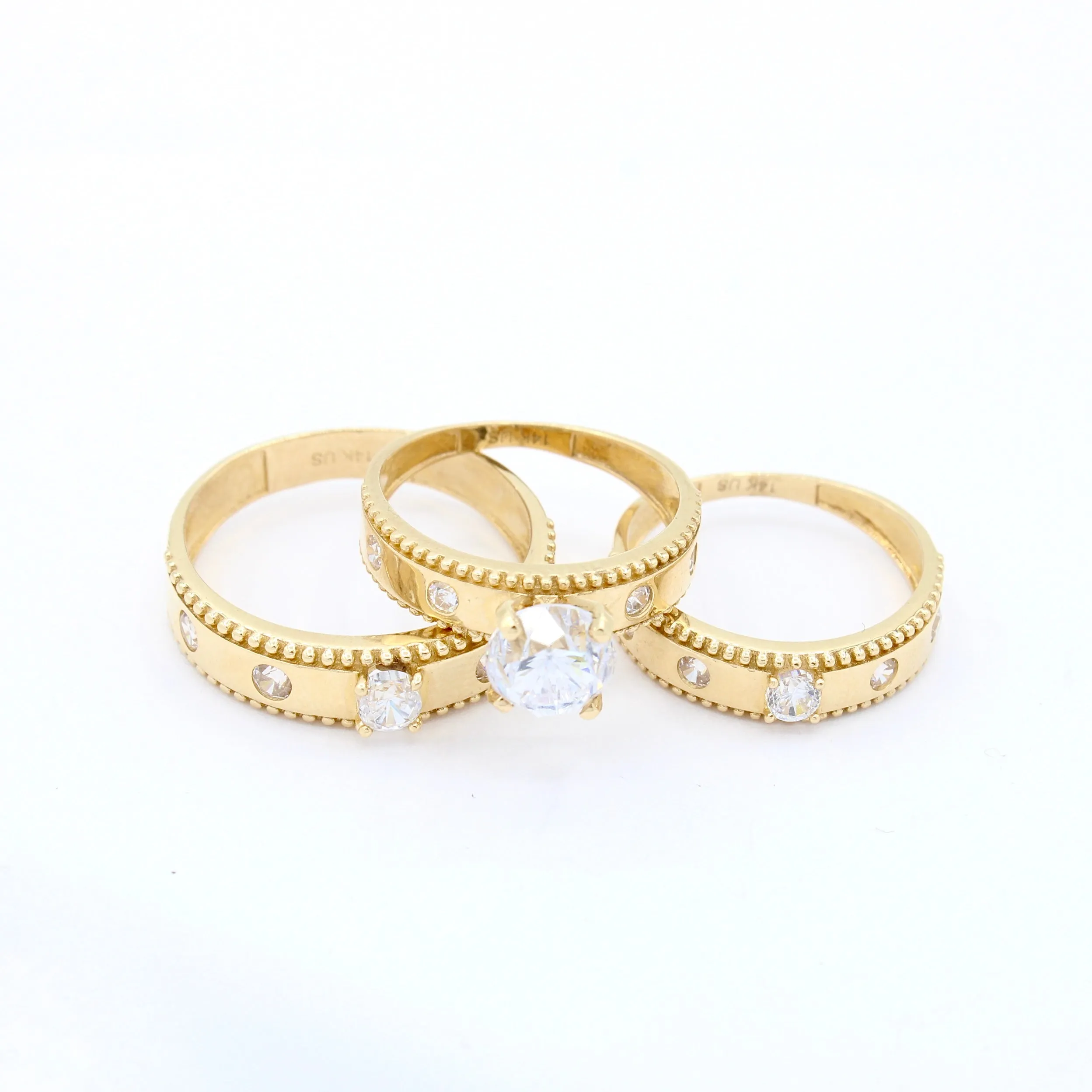 14k Wedding Trio CZ Set JTJ™