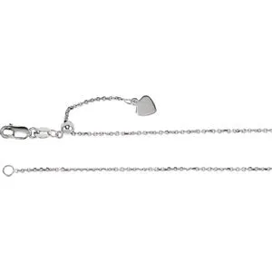 14K White 1 mm Adjustable Cable 22" Chain