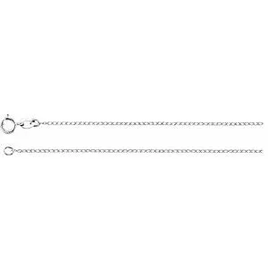 14K White 1 mm Solid Baby Curb 18" Chain