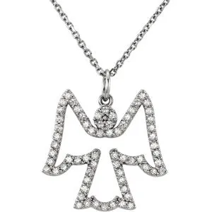 14K White 1/3 CTW Diamond Angel 16" Necklace