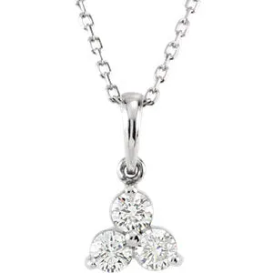 14K White 1/3 CTW Diamond Three-Stone 18" Necklace