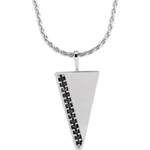 14K White 1/5 CTW Black Diamond Men's Triangle 24" Necklace