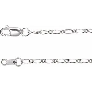 14K White 1.5 mm Adjustable Figaro 16-18" Chain