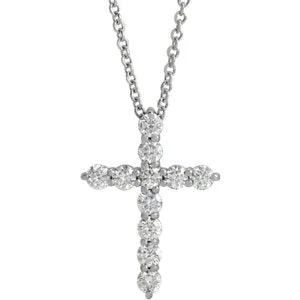 14K White 17.8x12.9 mm 3/8 CTW Diamond Cross 16-18" Necklace