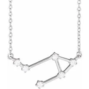 14K White 1/8 CTW Natural Diamond Libra 16-18" Necklace