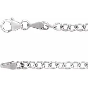 14K White 3.25 mm Oval Cable 18" Chain with Lobster Clasp