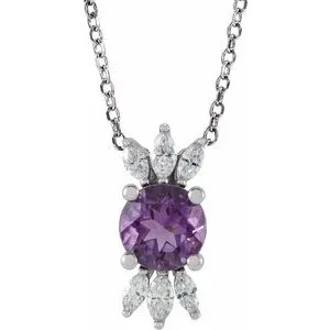 14K White Amethyst & 1/4 CTW Diamond 16-18" Necklace