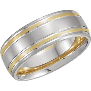 14K White & Yellow Gold 7mm Designer Band Size 7
