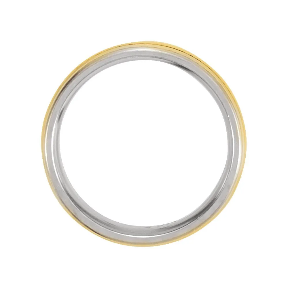 14K White & Yellow Gold 7mm Designer Band Size 7