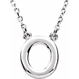 14K White Block Initial O 16" Necklace