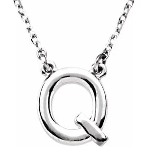 14K White Block Initial Q 16" Necklace