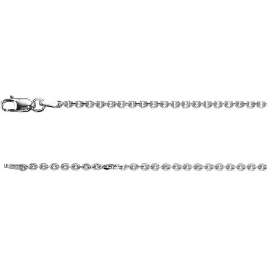 14k White Gold 1.75mm Solid Diamond-Cut Cable 7" Chain