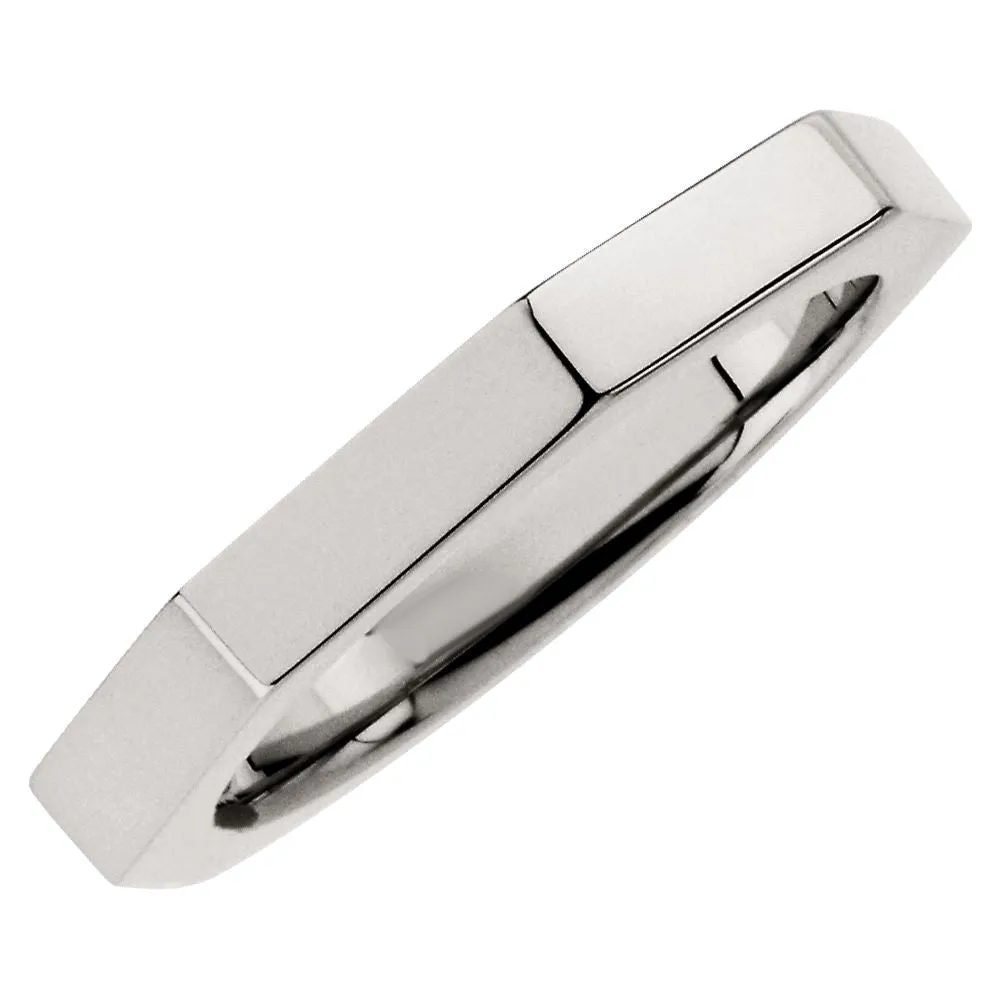 14k White Gold 3.75mm Octagon Band Size 9