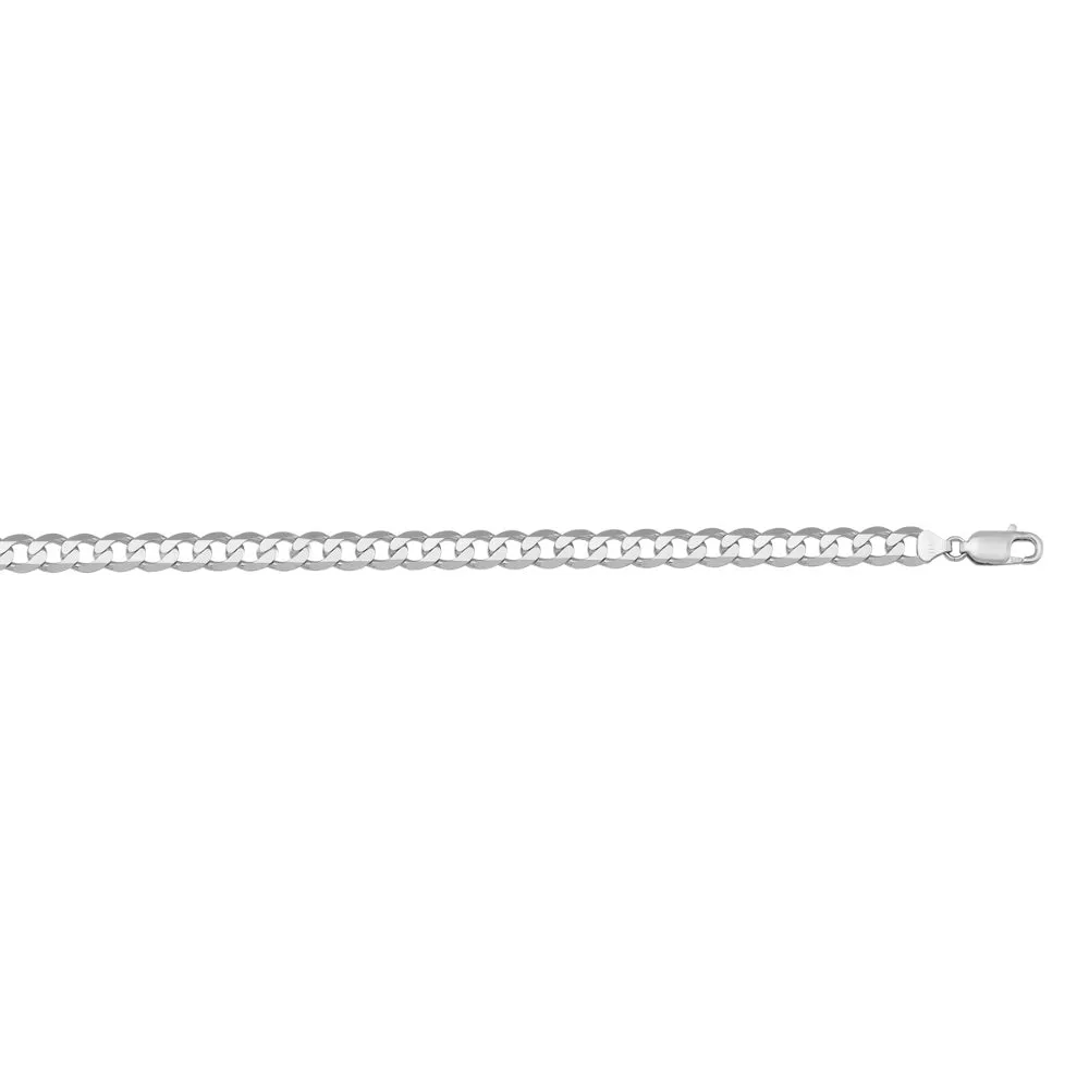 14K White Gold (3.7mm) Curb Bracelet 7"
