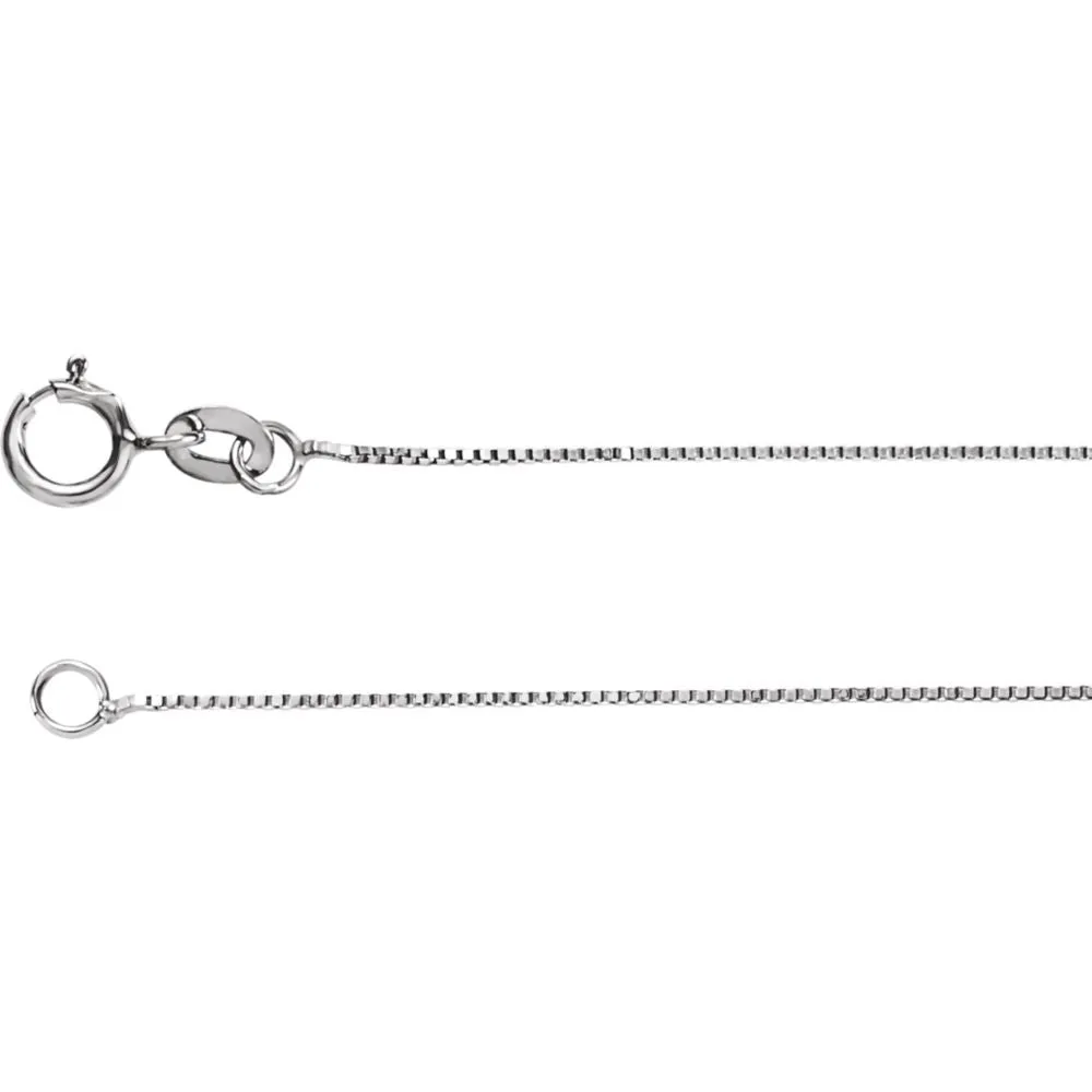14k White Gold .55mm Solid Box 7" Chain