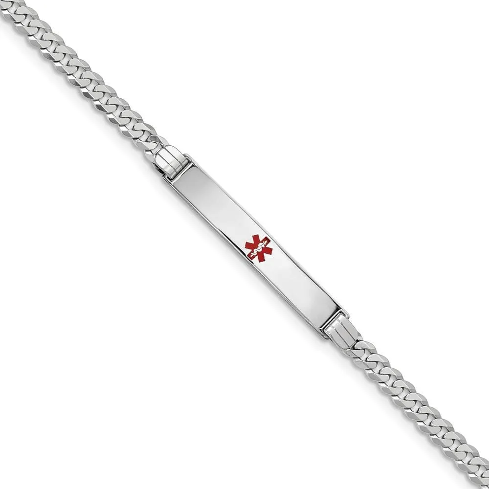 14K White Gold Curb Link Medical ID Bracelet