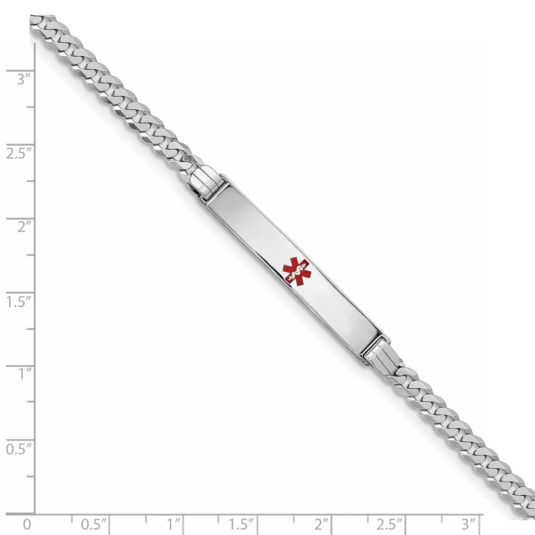 14K White Gold Curb Link Medical ID Bracelet