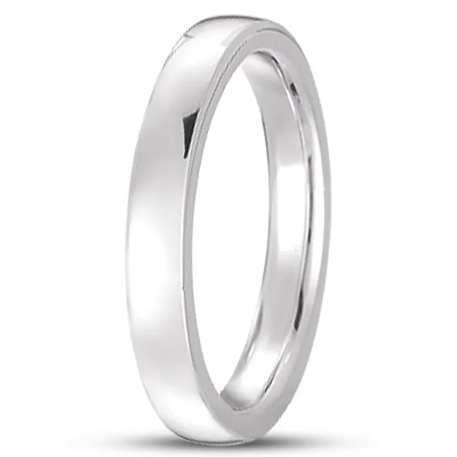 14k White Gold Dome Comfort Fit Milligrain Wedding Band (2.0.mm)