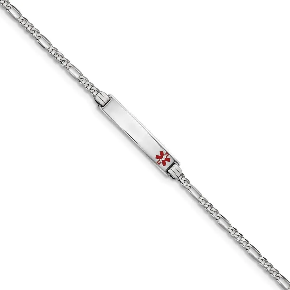 14K White Gold Figaro Link Medical ID Bracelet