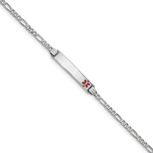 14K White Gold Figaro Link Medical ID Bracelet