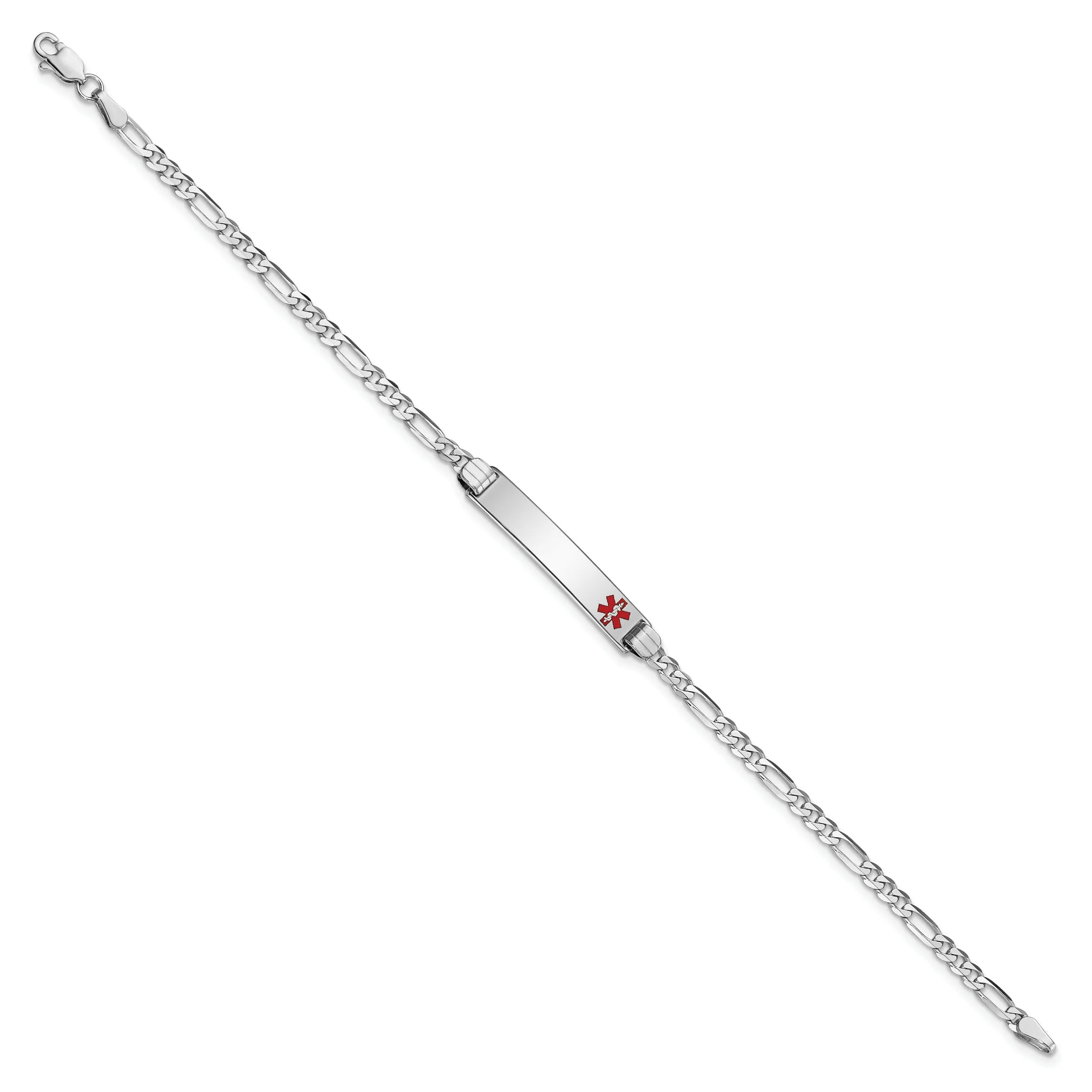 14K White Gold Figaro Link Medical ID Bracelet