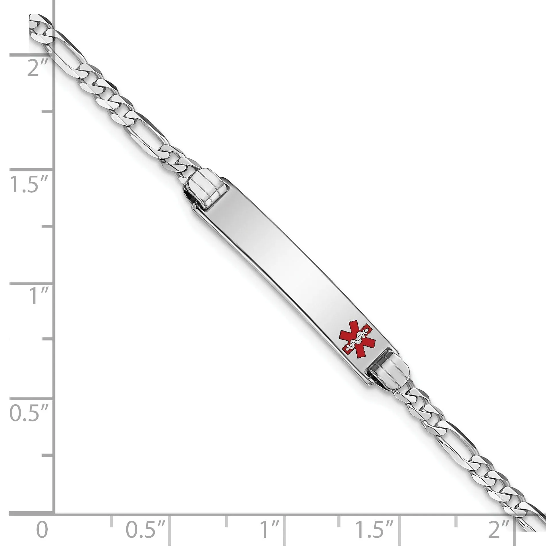 14K White Gold Figaro Link Medical ID Bracelet