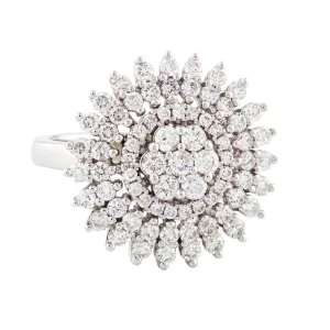 14K White Gold Prong Natural Diamond Designer Ring For Women's
