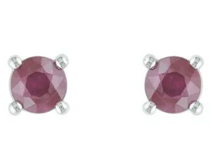 14K White Gold Ruby Stud Earrings