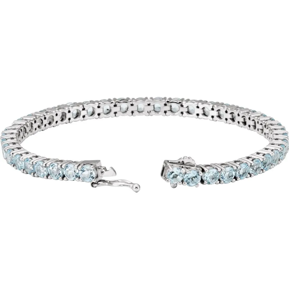 14k White Gold Sky Blue Topaz 7.15" Line Bracelet