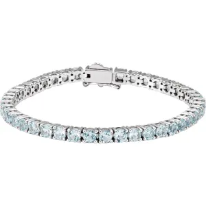 14k White Gold Sky Blue Topaz 7.15" Line Bracelet