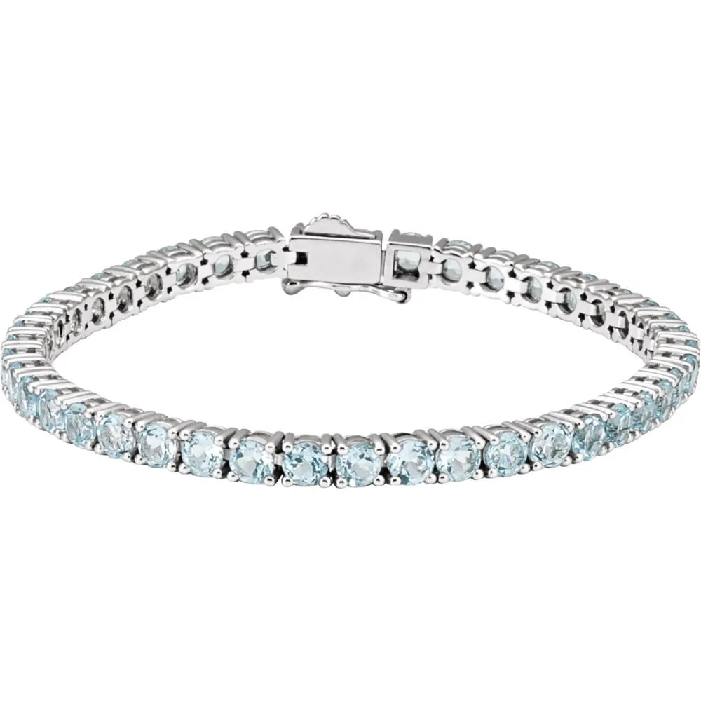14k White Gold Sky Blue Topaz 7.15" Line Bracelet