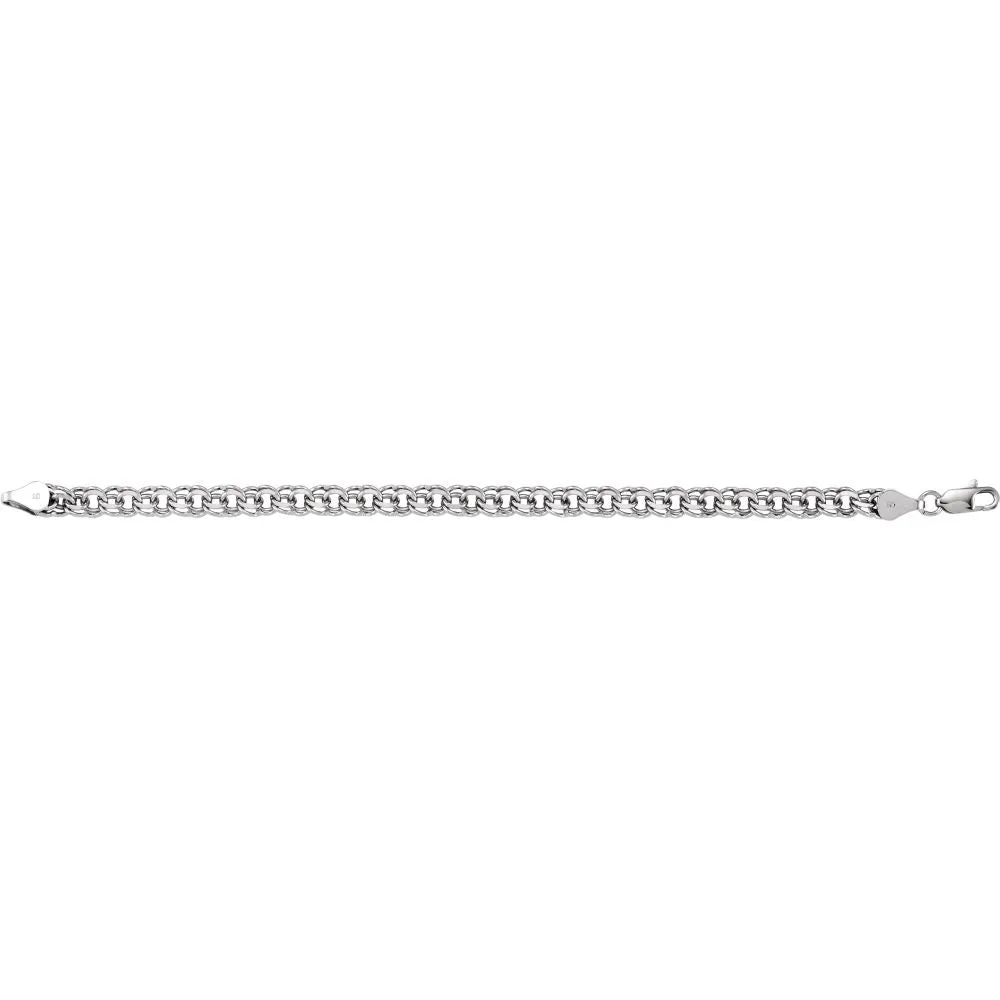14k White Gold Solid Charm 7" Bracelet