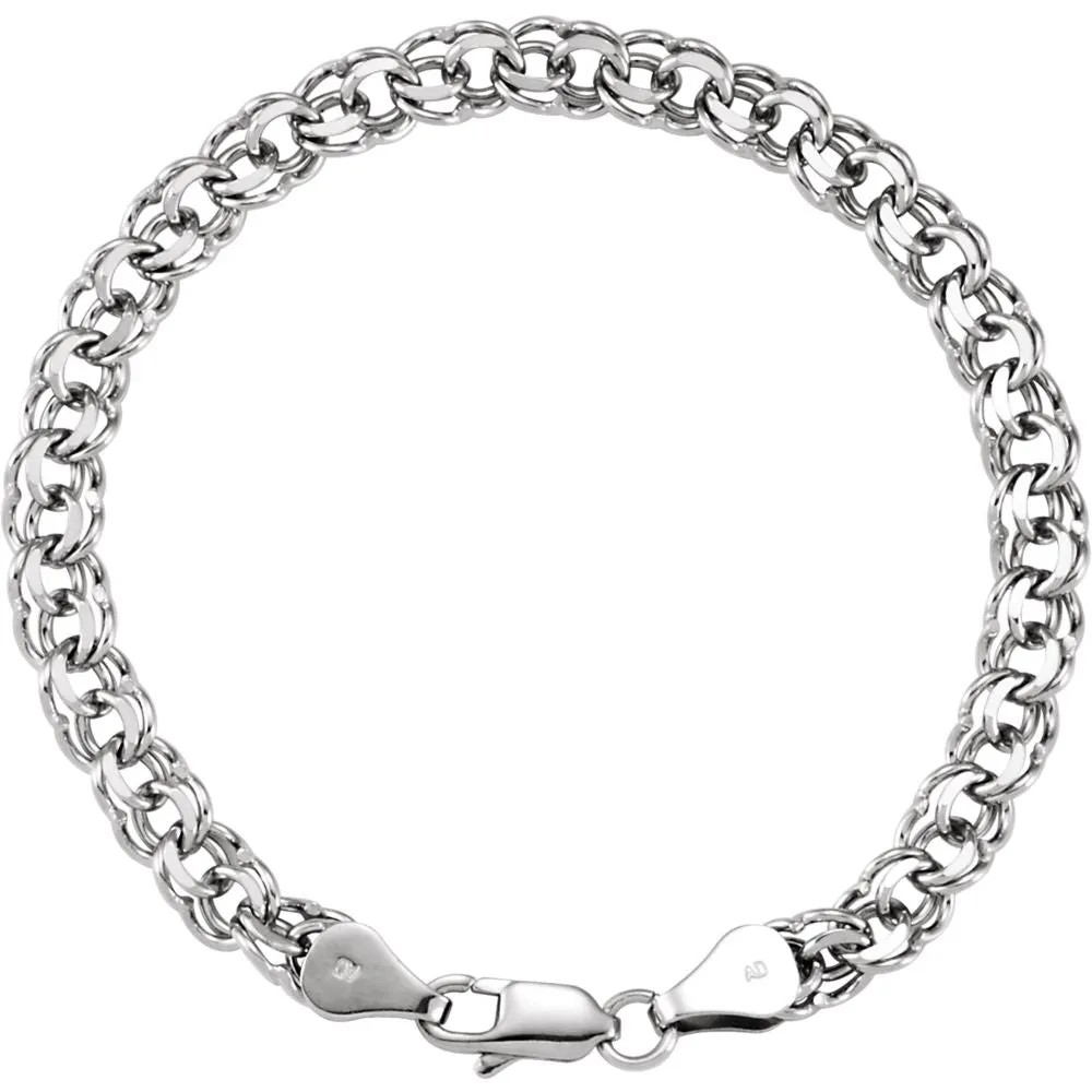 14k White Gold Solid Charm 7" Bracelet