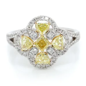14K White Gold Yellow Diamond Ring