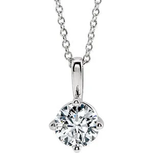 14K White Sapphire Solitaire 16-18" Necklace