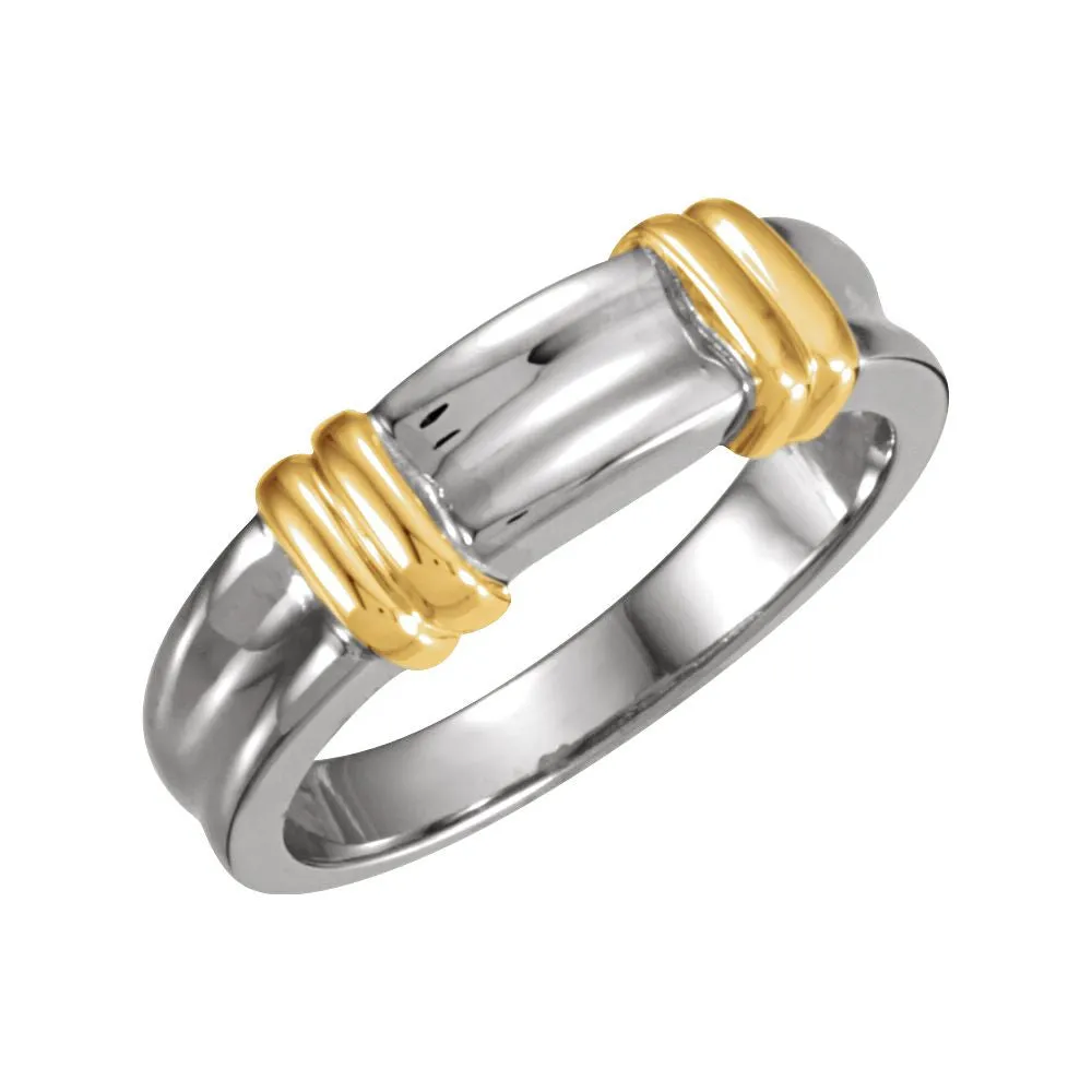 14k White/Yellow Gold Designer 6mm Bands, Size 11