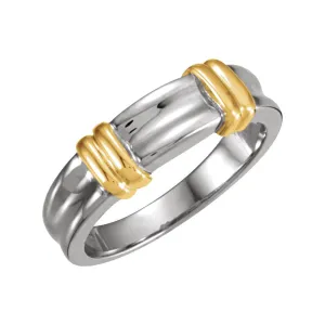 14k White/Yellow Gold Designer 6mm Bands, Size 11