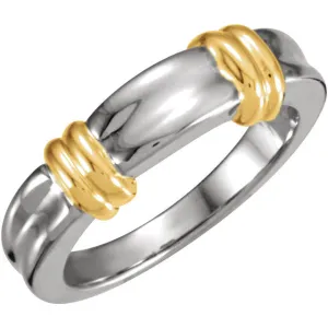 14k White/Yellow Gold Designer 6mm Bands, Size 7
