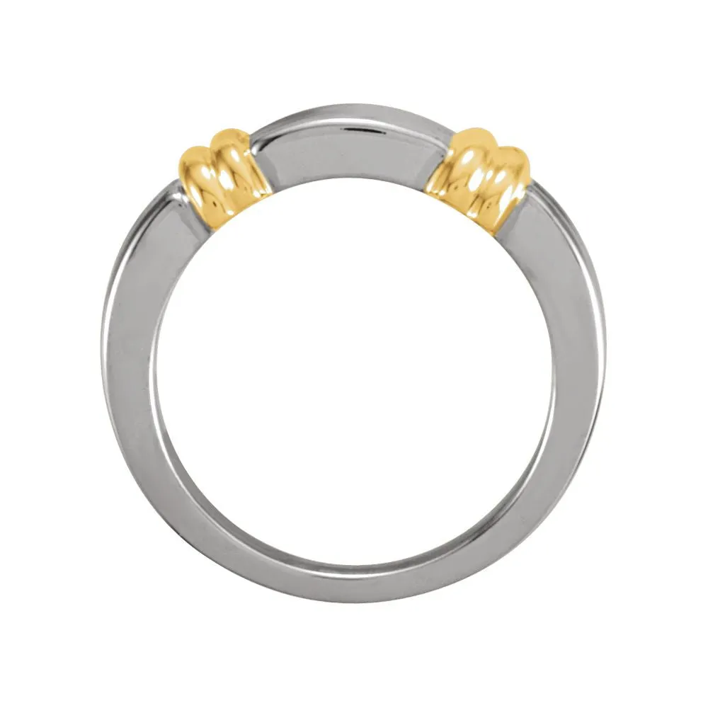 14k White/Yellow Gold Designer 6mm Bands, Size 7