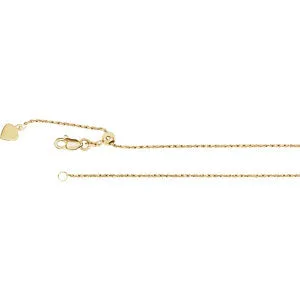 14K Yellow 1 mm Adjustable Rope 22" Chain