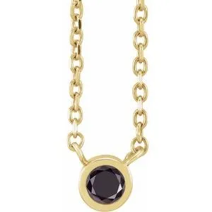 14K Yellow 1/10 CT Natural Black Diamond 16-18" Necklace
