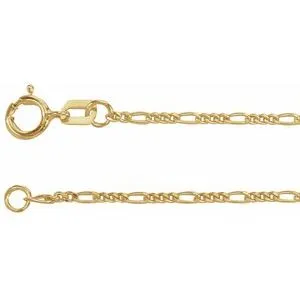 14K Yellow 1.28 mm Figaro 20" Chain