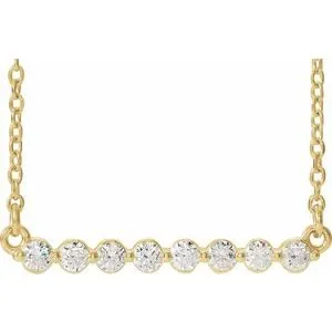 14K Yellow 1/4 CTW Diamond Bar 16" Necklace