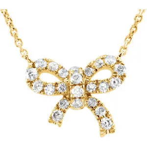 14K Yellow 1/6 CTW Diamond Bow 18" Necklace