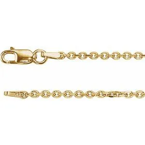 14K Yellow 1.75 mm Solid Diamond-Cut Cable 20" Chain