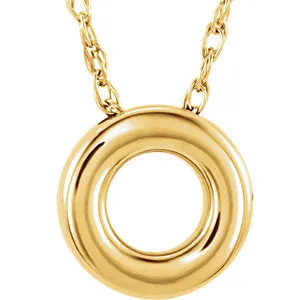 14K Yellow 18x10 mm Circle Chain Slide 18" Necklace